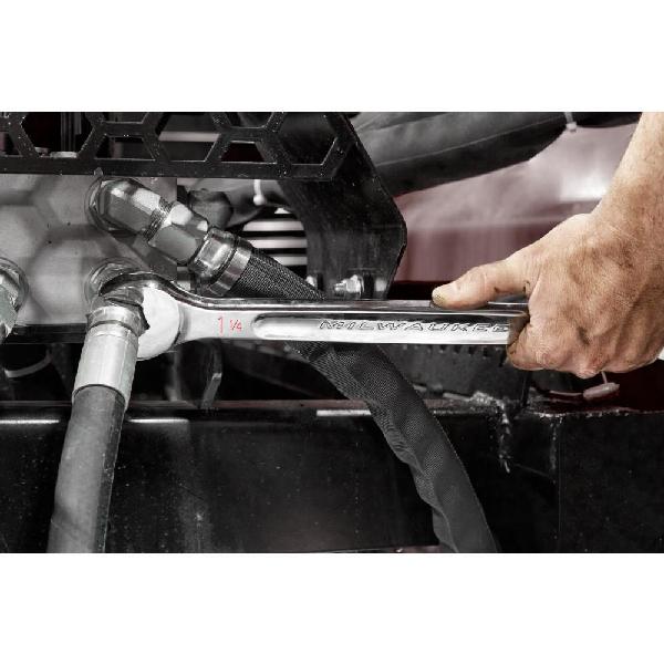 Wrench, Ratcheting Combination, Measurement System: SAE, Open End/Ratcheting Wrench, 12 Points, 14.43 in Overall Length, 15 deg Offset, I-Beam Handle, 1 1/16 in Handle, Vanadium Steel, Chrome