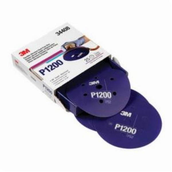 Hook and Loop Disc, Dust-Free Flexible, 6 Inch Diameter Disc, P1200 Grit, Aluminum Oxide Abrasive
