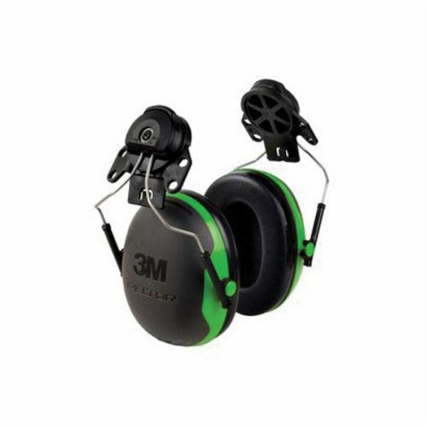 Earmuff, Cap Mount, Series: X Series, 21 dB Noise Reduction, Black/Green, Stainless Steel