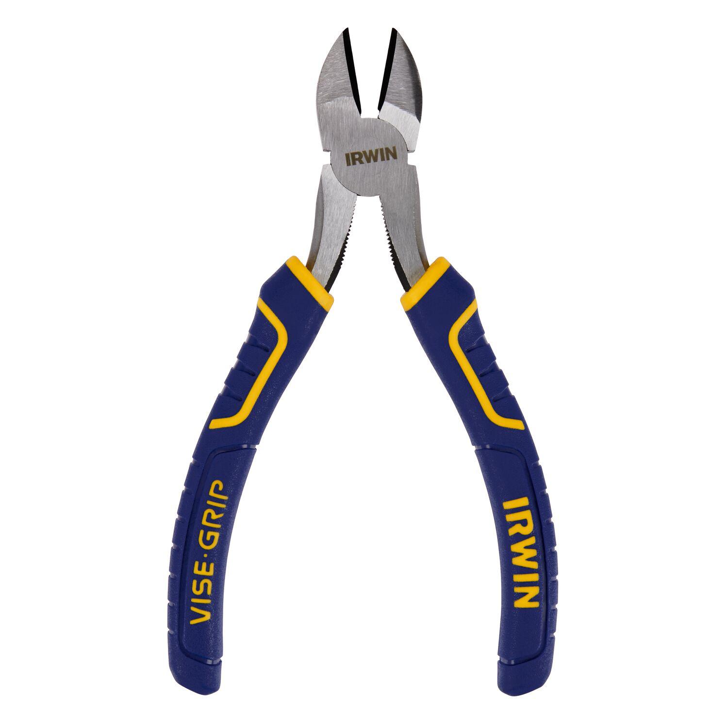 Diagonal Cutter Plier, Oval Jaw, 13/16 in L x 27/32 in W x 13/32 in THK Jaw, Nickel Chromium Steel Jaw, Flush Cut Style, 6 in Overall Length, Grip Handle, Blue/Yellow, Applicable Materials: Aluminum, Bronze, Copper, Gold, Nickel, Nylon, Plastic and S