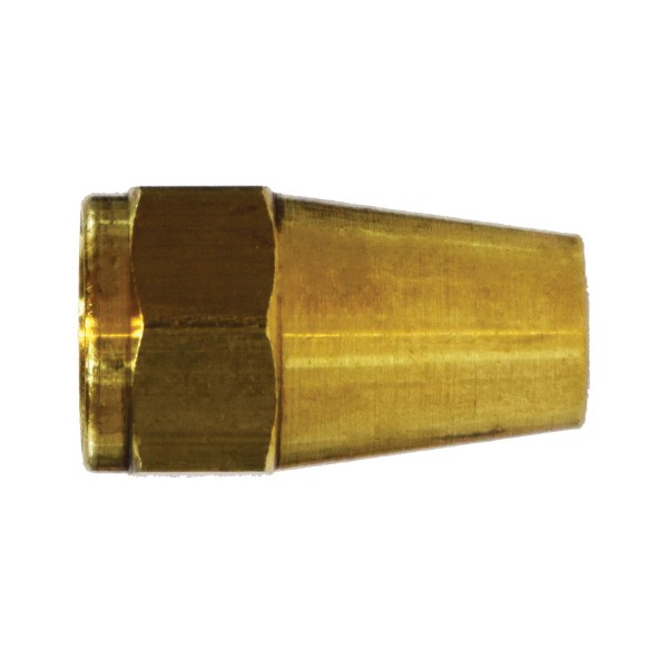Rod Nut, Long, Fitting/Connector Type: Nut, 3/8 Inch Nominal, SAE Flare Threaded UNF, 0.032 Inch Thickness, 3/4 Inch Hex, 1000 psi, -65 to 250 °F, Brass, 1.31 Inch Length