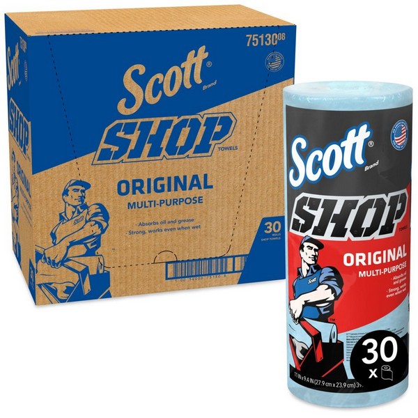 Disposable Wiper Rolls, 11 Inch Width, 10.4 Inch Length, Blue, 55 Sheets/Roll,30 Rolls/Case