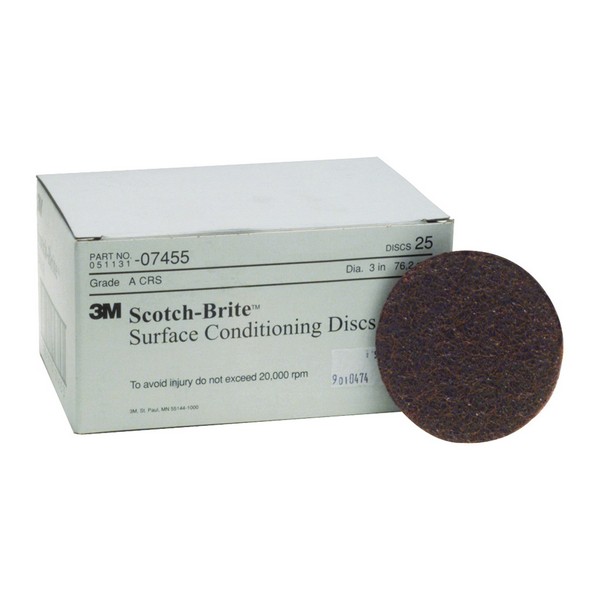 Hook and Loop Disc, Surface Conditioning, 3 Inch Diameter Disc, Coarse Grade, Aluminum Oxide Abrasive