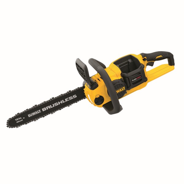 Electric Chain Saw, Brushless Cordless, Bare Tool/Kit: Kit, Cutting Capacity: 16 in, 0.043 in Bar/Chain, 16 in Bar/Chain Length, 3/8 in Pitch, 7500 RPM Speed, Automatic Bar/Chain Oiler, 60 V, Lithium-Ion Battery, Trigger Switch Control, Black/Yellow