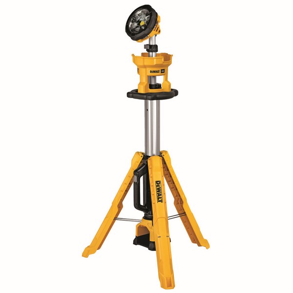 Tripod Light, Cordless, 20 VDC, LED Lamp, 1001 to 3000 Lumens, White Light, Plastic, Yellow, 9 in L x 39 in H Dimensions