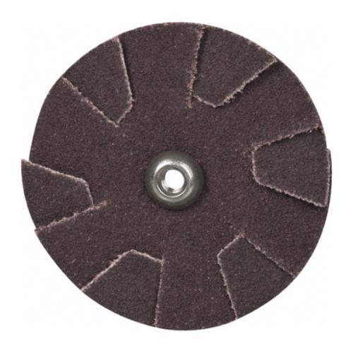 Coated Abrasive Disc, Overlap Quick-Change Slotted, 2 in Diameter Disc, 120 Grit, Fine Grade, Aluminum Oxide Abrasive, Cotton Backing, X-Weight Backing Weight, #8-32 Eyelet, 2 Layers