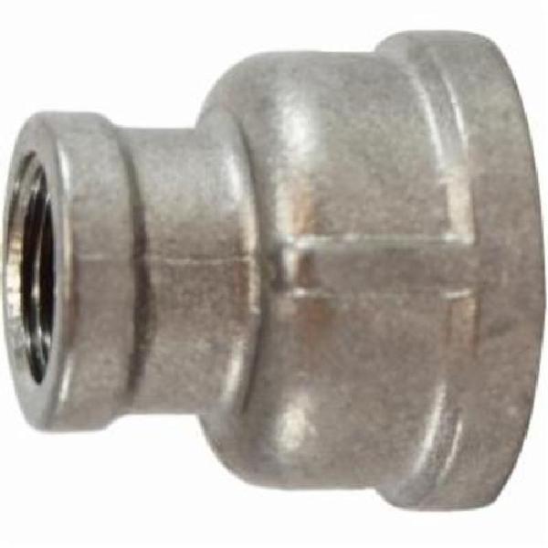 Reducing Coupling, Coupling, 2 x 1 Inch Nominal, NPT, SCH 40/STD, 150 lb, 150 psi at 72 °F, 150 psi at 366 °F, ASTM A-351 304 Stainless Steel, Import
