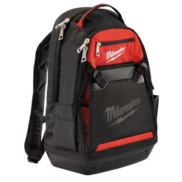 Jobsite Backpack, 16 in L x 10 in W x 20 in H Outside, Ballistic Polyester, Red, 10 Compartments, 25 Divider Slots