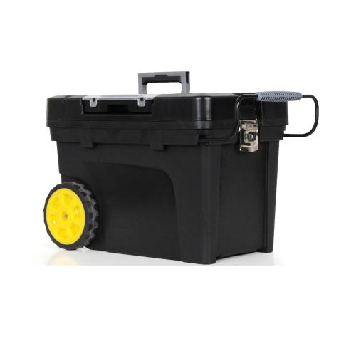 Contractor Chest, Mobile, 29.64 in Width, 24 in Depth, 19.3 in Height, 17 gal Capacity, Resin, Matte Finish, Black