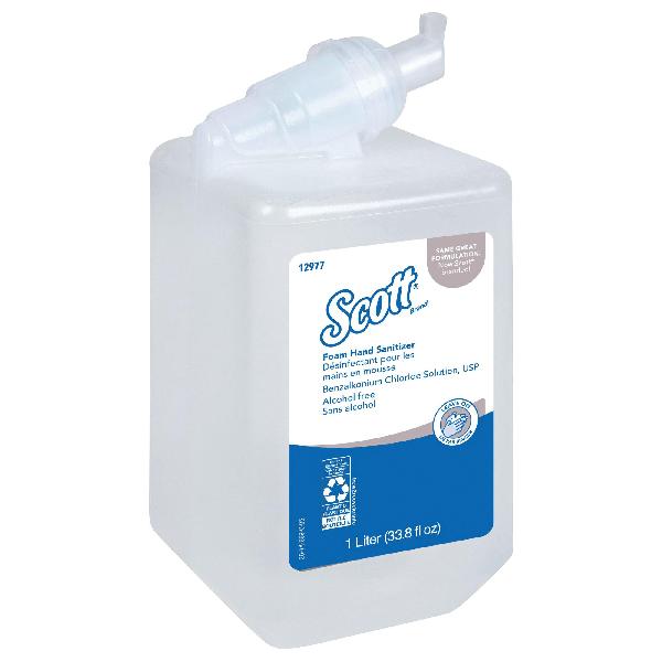 Foam Hand Sanitizer, Alcohol Free, 1 L Nominal, Cassette Package Type, Liquid Form, Amber/Clear, Pleasant/Odorless Odor/Scent, Composition: Benzalkonium Chloride, 4.5 to 6.5 pH, 1+/-0.02 Specific Gravity