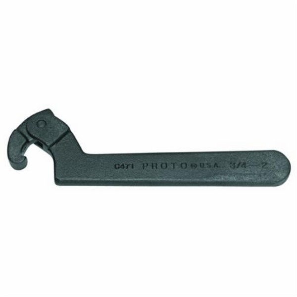 Hook Spanner Wrench, Adjustable, 2 to 4-3/4 in, 11-3/8 in Overall Length, Flat, Federal GGG-W-665C/GGG-W-665B, Alloy Steel, Black Oxide