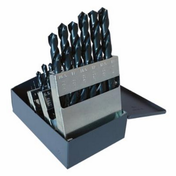 Jobber Length Drill Set, Series: 2001G, Metric System of Measurement, 1 mm Minimum Drill Bit Size, 13 mm Maximum Drill Bit Size, 118 deg Drill Point Angle, 25 Piece, Specifications: 4XD in Depth of Cut, Radial Point, Right Hand Cut, Spiral Flute, Str