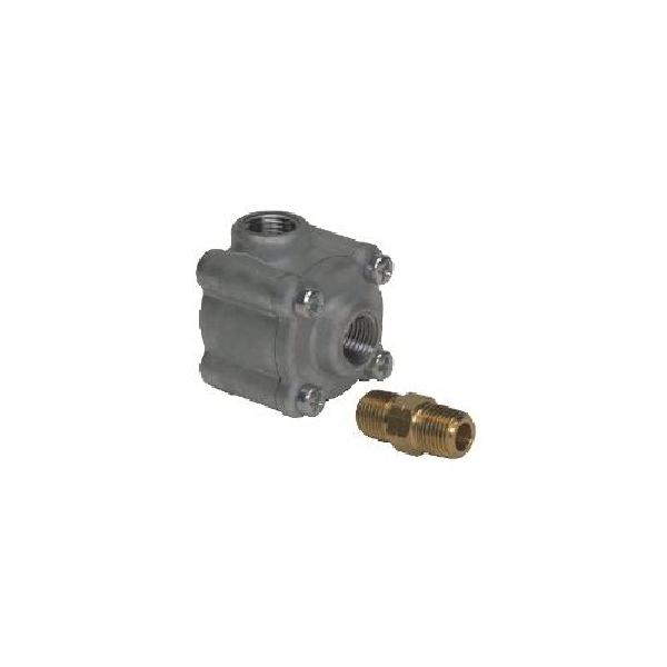 Quick Exhaust Shuttle Valve, 1/8 Inch NPT Port Size, 5-100 PSI, Die-Cast Zinc
