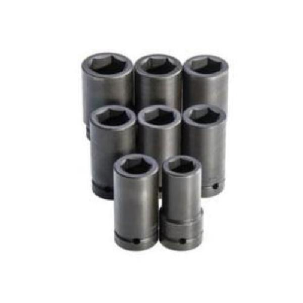Impact Socket Set, Impact Rated: Yes, Measurement System: Metric, 8 Piece, 6 Points, Included Socket Size: 27 to 41 mm, 1 in Drive, Specifications Met: ASME Specified, Square Drive, Alloy Steel, Black Oxide