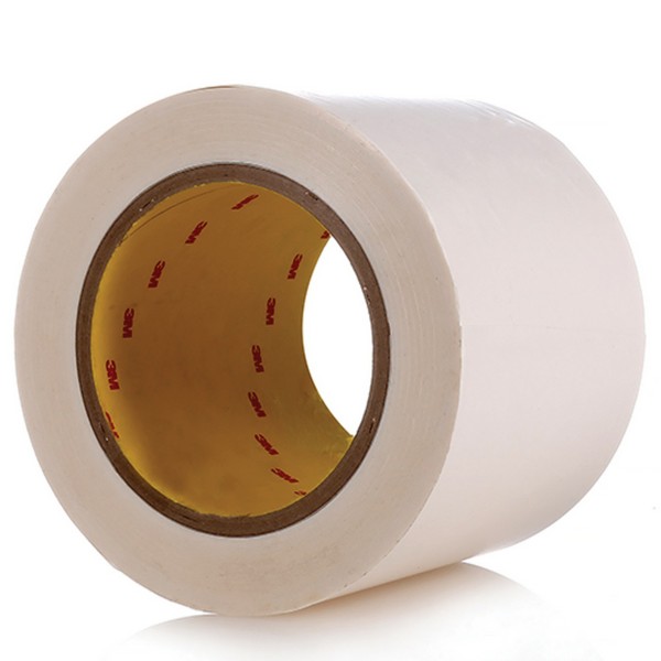 Double Coated Tape, 10 yd Length, 4 Inch Width, 2.1 mil Thickness, 55 lb Densified Kraft Paper Liner, Clear, Acrylic Adhesive, Polyester Film Backing, 250 °F Maximum Operating, -40 °F Minimum Operating