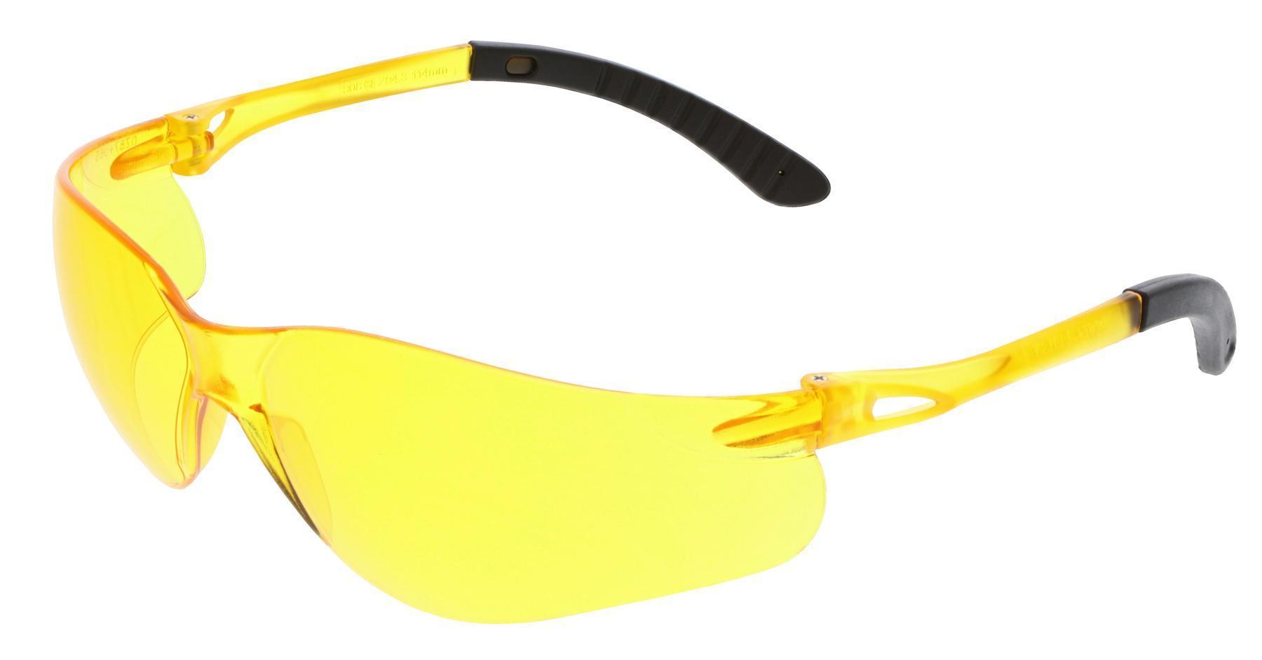 Safety Glass, Single Lens, Series: Sentinel, Regular Size, Duramass® Hard Coat Lens Coating, Amber Lens, Polycarbonate Frame