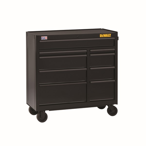 Rolling Tool Cabinet, 26-1/2 in Width, 18 in Depth, 40-1/2 in Height, 9 Drawers, 4 Casters, 5 x 2 in Caster, 15498 cu-in Capacity, Full Grip Tubular Handle, Steel, Black