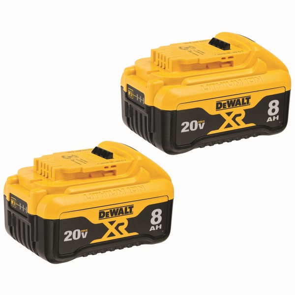 Battery, Dual, Lithium-Ion Battery, 8 Ah Battery, 20 VDC Charge, For Use With: 39RV96, DC985B, DC780B Tools and Chargers