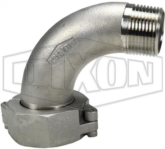 Adapter, Fitting/Connector: 90 deg Elbow, 1 x 1-1/2 in Nominal, Male NPT x NPSM Swivel Nut End Style, 250 psi Pressure, 316 Stainless Steel