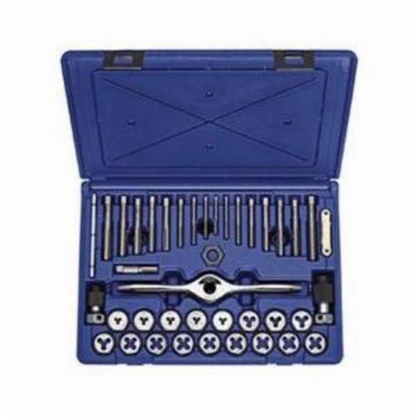 Tap and Hex Die Set, Plug, 40 Piece, High Carbon Steel Tap, High Carbon Steel Die, Adjustable Die: Yes