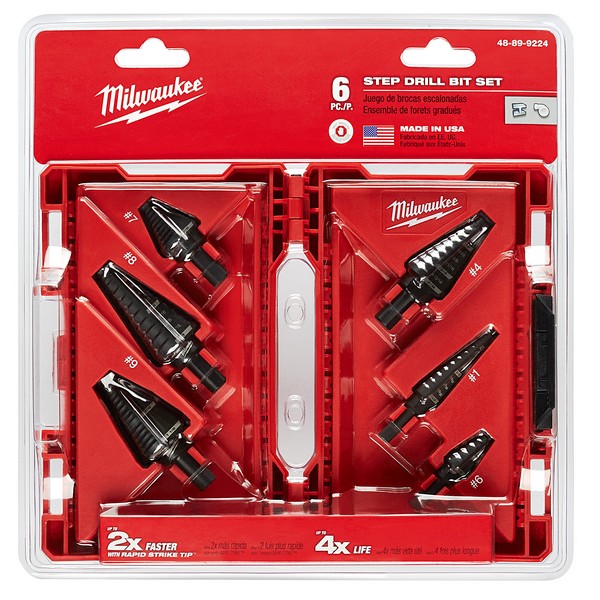 Step Drill Bit Set, 6 Piece, HSS, Black Oxide