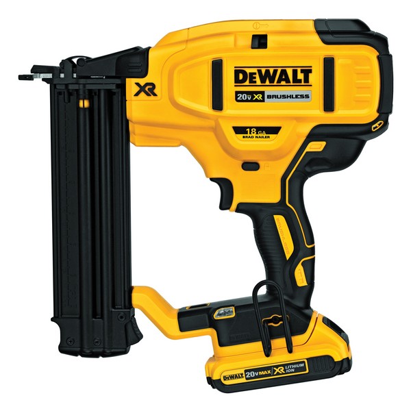 Cordless Nailer Kit, Bare Tool/Kit: Kit, 5/8 to 2-1/8 in Fastener, For Fastener Type: 18 ga Brad Nails, Adhesive/Straight Collation, 110 Magazine, Side Load Loading, 0.047 in Shank, Tool-Free Selectable Trigger, 20 VDC, Battery Power Source, Lithium-