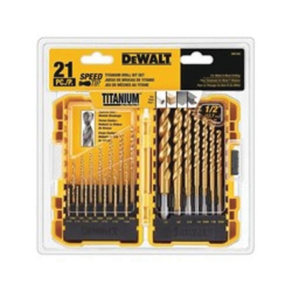 Drill Bit Set, 21 Piece, Titanium Coated