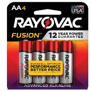 Battery, Advanced Performance, Series: Fusion™, Alkaline Zinc Manganese Dioxide, 1.5 V Nominal, AA, Flat Terminal, Plastic Film Case, Up to 12 years Shelf Life, 0.571 in Dia x 1.988 in H