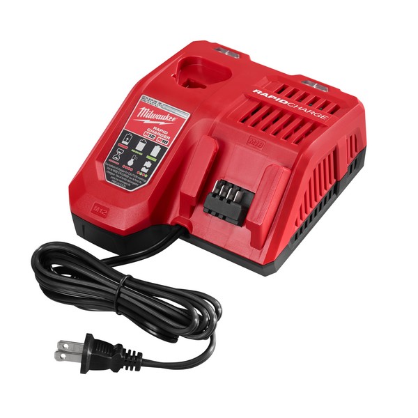 Rapid Charger, For Use With: and Battery, Lithium-Ion Battery, 1 Battery, 120 VAC Input, 12/18 VDC Output, Red