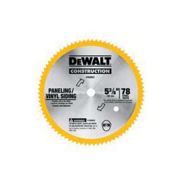 Circular Saw Blade, Cordless Portable, Series: 20™, 5-3/8 in Diameter, 0.039 in Thickness, 5/8 in Arbor, ALT Teeth, 80 Teeth, -10/-45° Tooth Angle, 7000 RPM Maximum, 4-1/2 in Cutting Depth, 0.059 in Kerf, Carbide Cutting Edge, Steel Blade, Anti-St
