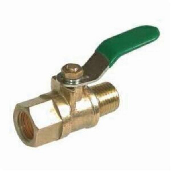 Ball Valve, Mini, 1/8 Inch Nominal, MIP x FIP, 200 psi WOG, 125 psi WSP, Media: Cold Water, Oil, Gas and Saturated Steam, Brass Ball, Forged Brass Body, Brass Stem, Ball Disc/PTFE Seat Trim, PVC/NBR, 1.69 Inch Length, Import