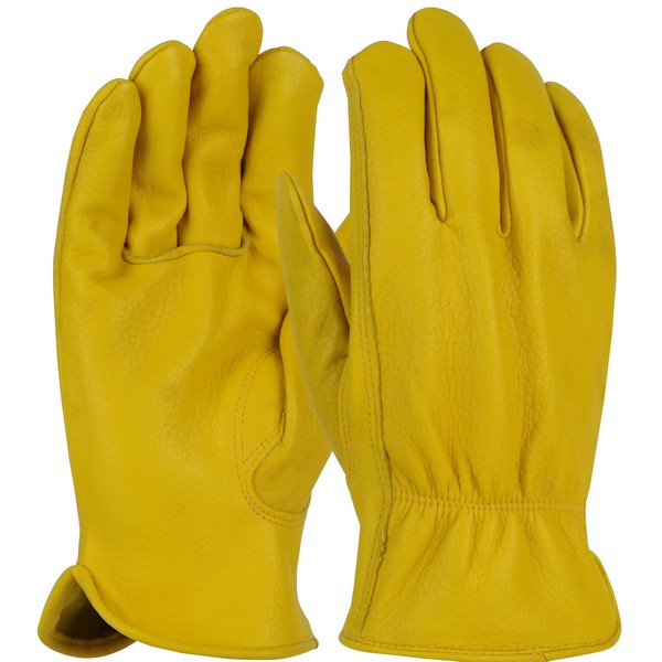 General Purpose Gloves, Unisex, Series: 9925K, Drivers/Work Glove Type, M, Grain Deerskin Leather Palm, Grain Deerskin Leather, Tan, Keystone Thumb, Slip-On Cuff, Shirred Elastic Wrist Closure, 9 in Length