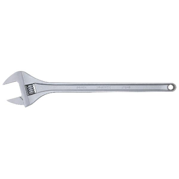 Wrench, Non-Insulated Standard, Adjustable Wrench, 2-7/16 in Wrench Opening, 24-3/16 in Overall Length, 2-27/32 in Jaw Width, Alloy Steel Jaw, 15˚ Head, Ergonomic/Plain Grip Handle, Alloy Steel Body, Tether Ready: Yes, Specifications Met: ASME B107.1