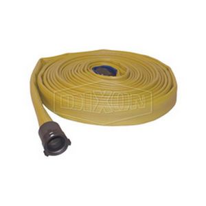 Color Impregnated Fire Hose, Single Jacket, Series: 500, 1-1/2 Inch Nominal, NPSH, 50 ft Length, 225 psi Working, 70 °F Ambient, Polyester, Yellow, Domestic
