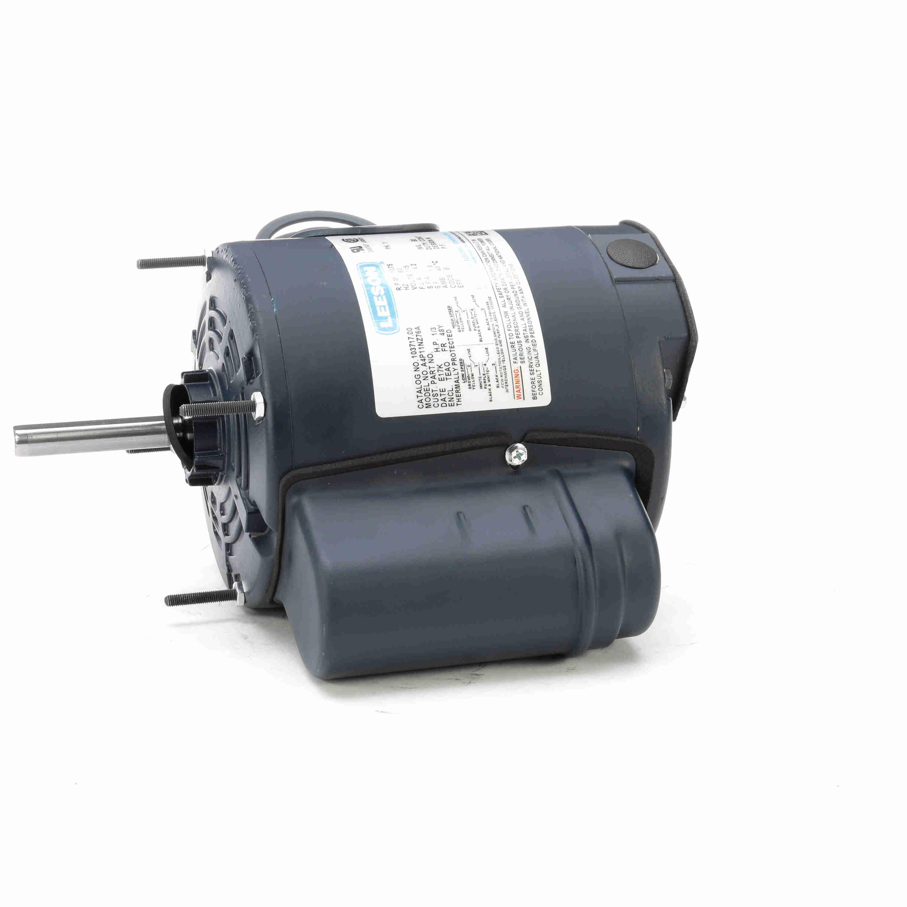 Pedestal Fan Motor, 0.33 HP, 115/230 V, 3, 1.5 A, 60 Hz Frequency, 1075 RPM Speed, 1 Speed, 48Y Frame, Selective Counterclockwise Rotation, 1 Service Factor, Ball Bearing