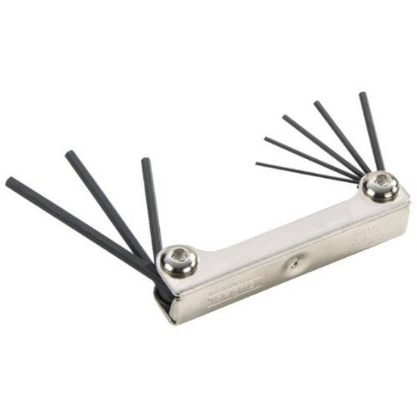 Hex Key Set, Folding Short Arm, Measurement System: Imperial, 8 Piece, 0.05 to 0.1562 in Hex, L-Handle Handle, Specifications: 1-1/4 to 1-5/16 in L Bits, Alloy Steel, Black Oxide