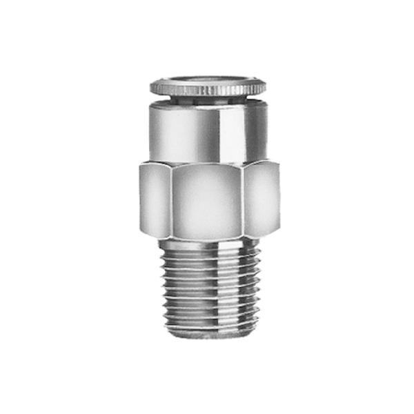 Straight Connector, 1/4 Inch Push-In Tube x 1/8 Inch Male NPT, For Nylon Tubing