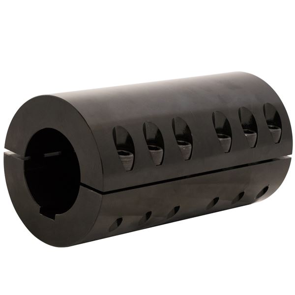 Screw with Keyway, 2-Piece Clamp, Series: H2CC, 2-7/16 in Bore, 4-3/8 in OD, 7-1/2 in Overall Length, 1/2-20 x 1-1/2 in Screw, Steel, Black Oxide