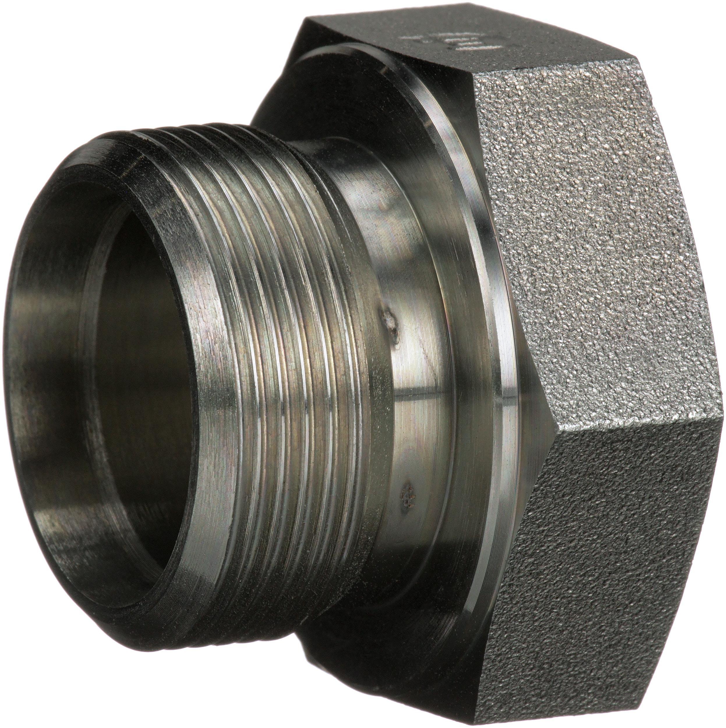 Hydraulic Adapter, SAE to SAE, M30 x 1.5 Nominal, Male x Plug End Style, 6000 psi Pressure, Steel, Import