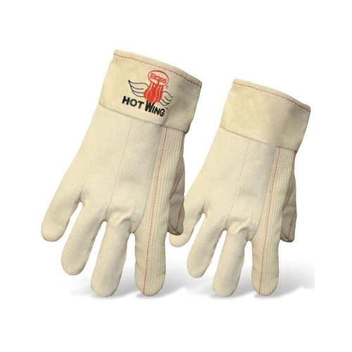 Hot Mill Gloves, Series: 1BC42128A, L Size, Cotton Boss Cord™ Palm, Cotton Boss Cord™, Clute Cut/Wing Thumb Style, Felt Lining, Band Top Cuff, Resists: Heat