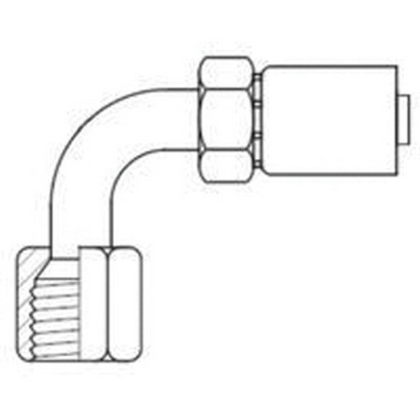 Swivel Elbow, 1-Piece Non-Skive, 1-11/16-12 Nominal, Female O-Ring Face Seal, 90 deg, 2 in Hex, 5.04 in Length, 4000 psi