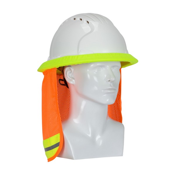 Hard Hat Neck Shade, Series: 396-700FR, Hi-Viz Orange, FR Treated Polyester, For Use With: Most Cap Style and Full Brim Hard Hats