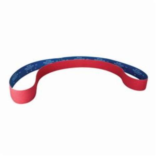 Coated Abrasive Belt, Narrow, Series: SG R981, 132 in Belt Length, 3 in Belt Width, 36 Grit, Ceramic Alumina Abrasive, Polyester Backing, Closed Coat, Red, Applicable Materials: Alloy, Y-Weight Backing Weight