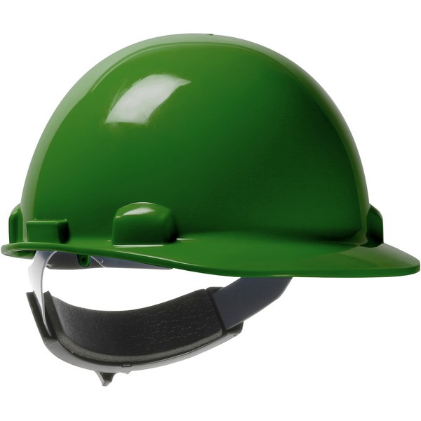 Hard Hat, Cap Style Non-Vented Smooth Dome Standard Brim, Series: 280-HP341SR, Universal Size, Fits Minimum Hat Size: SZ 6, Fits Maximum Hat Size: SZ 8, Dark Green, Foam Polyethylene/Nylon, 4-Point Quick-Release/Textile Suspension, ANSI Electrical Cl