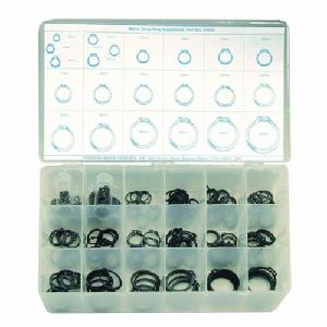 Snap Ring Assortment, Metric, 6 to 35 mm, 295 Piece, Spring Steel, Black Phosphate