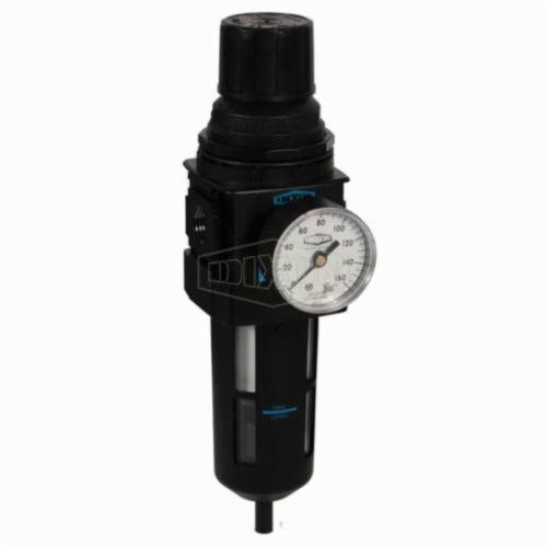 Standard Filter/Regulator, Self-Relieving, B28 Series, 3/8 Inch NPT/BSPP-G, 140 scfm, 150 psig, Polycarbonate Bowl, 5 to 125 psig, Aluminum