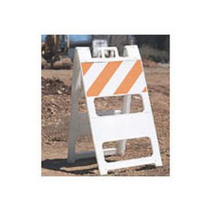 Folding Barricade, Type I Standard, Reflective Orange/White, 45 in Height, 25 in Width, 25 in Length, Reflective Polyethylene