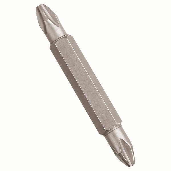 Screwdriver Bit, Double End, #2 Point, Phillips®/Standard Point, Hex Shank, 1/4 in Shank, Steel