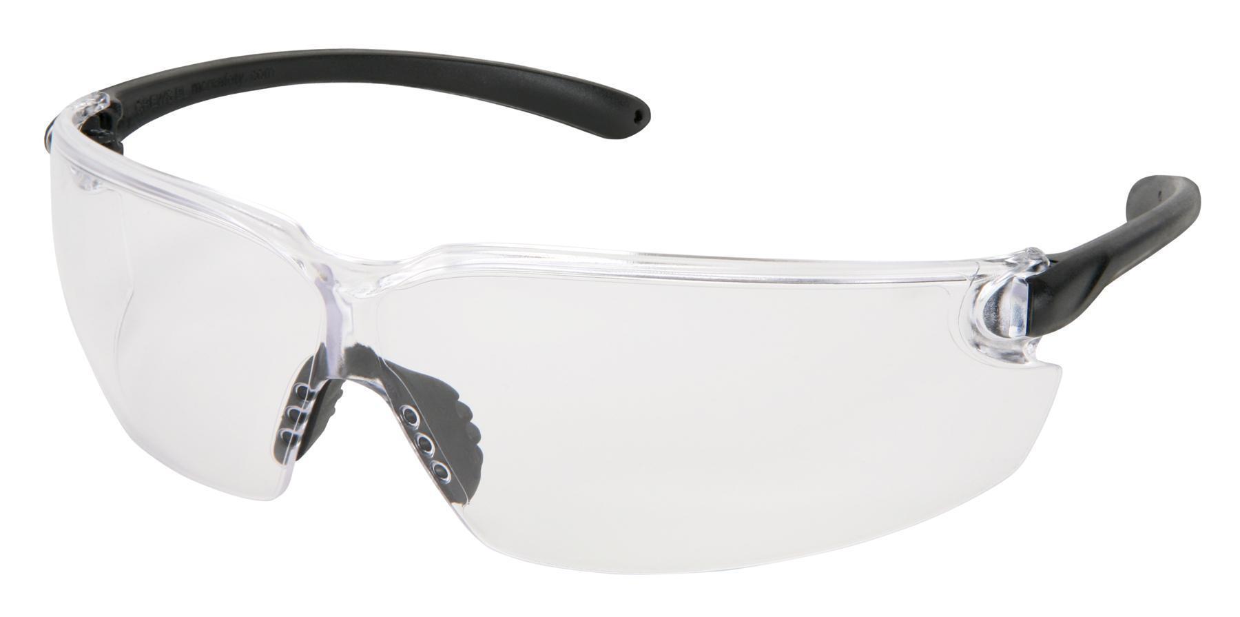 Safety Glass, Lightweight, Series: BL1, Regular Size, UV-AF Anti-Fog Lens Coating, Clear Lens, Polycarbonate Frame, Hybrid Temple