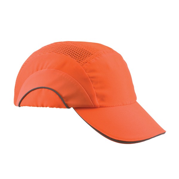 Bump Cap, Baseball Style Low Profile, Series: HardCap A1+™, Fits Hat Size: 53 to 63 cm, Hi-Viz Orange, HDPE with EVA Foam Padding Liner/80% Polyester/20% Cotton Cap, 6 in L x 11 in W